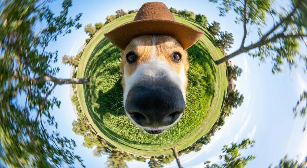Портрет собаки в стиле tiny planet
